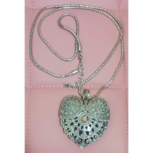 Brighton Mumtaz Large Heart Convertible Silver Adjustable Necklace - Picture 8 of 8